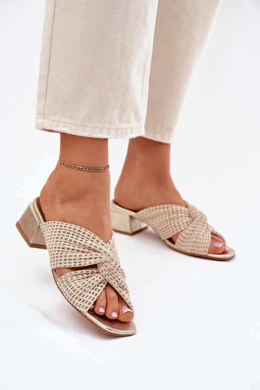 Pantoufles pour femmes Klocke Il fautciejka 06955-25 beige-couleur dorée Pantoufles pour femmes Klocke Il fautciejka 06955-25 beige-couleur dorée