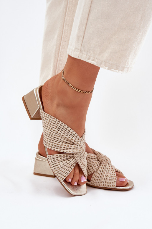 Pantoufles pour femmes Klocke Il fautciejka 06955-25 beige-couleur dorée Pantoufles pour femmes Klocke Il fautciejka 06955-25 beige-couleur dorée