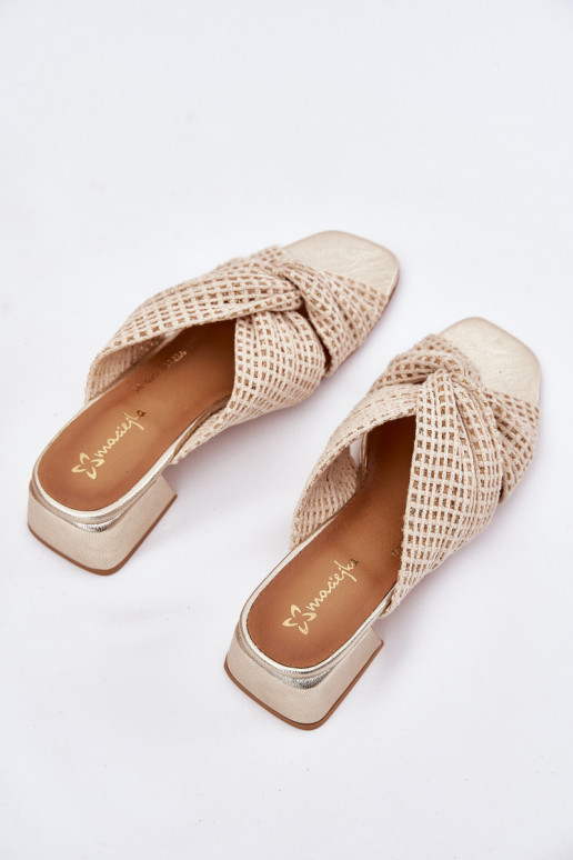 Damenhausschuhe Klocke Es mussciejka 06955-25 Beige-goldene Farbe Damenhausschuhe Klocke Es mussciejka 06955-25 Beige-goldene Farbe