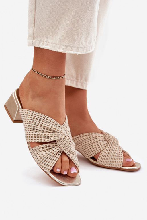 Pantoufles pour femmes Klocke Il fautciejka 06955-25 beige-couleur dorée Pantoufles pour femmes Klocke Il fautciejka 06955-25 beige-couleur dorée