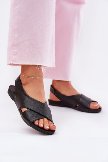 Zazoo 40407 leren zwarte sandalen voor dames