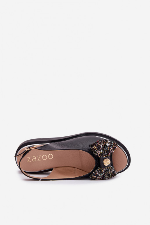 Damensandalen Feminin Auf einem Keil mit Bändern Zazoo 1882 schZuarze Farbe Damensandalen Feminin Auf einem Keil mit Bändern Zazoo 1882 schZuarze Farbe