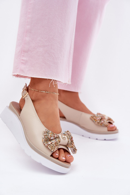 Dames sandalen Dames Op de INig met linten Zazoo 1882 beige Dames sandalen Dames Op de INig met linten Zazoo 1882 beige