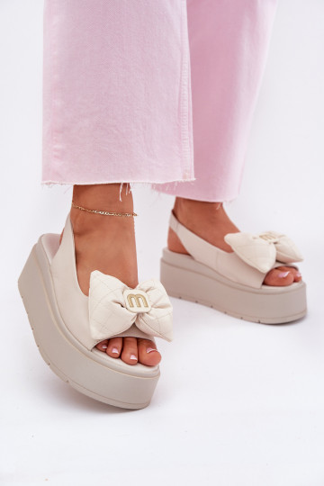 Dames sandalen Dames met platform met linten CheBello 4641 beige