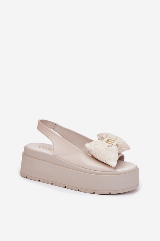 Dames sandalen Dames met platform met linten CheBello 4641 beige Dames sandalen Dames met platform met linten CheBello 4641 beige