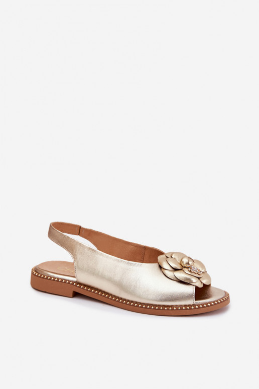 Peau Sandales plates avec des ornements CheBello 4642 couleur dorée Peau Sandales plates avec des ornements CheBello 4642 couleur dorée