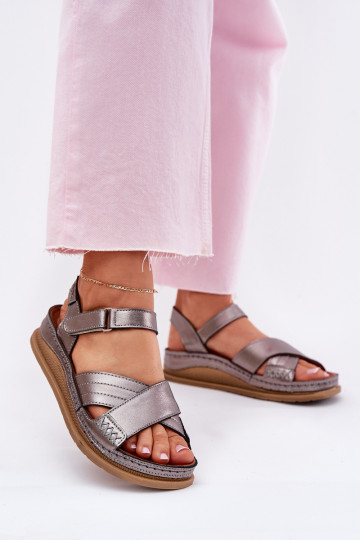 Dames grijze platform sandalen Tai turiciejka L7064-35