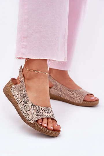 Damensandalen Feminin Auf einem Keil Es mussciejka L7069-04 Beige 2