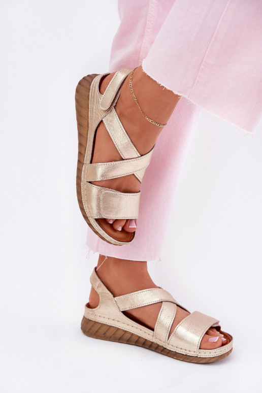 Dames sandalen Dames met zelfklevende bevestigingsmiddelen Het heeftciejka L6848-25 gouden kleur Dames sandalen Dames met zelfklevende bevestigingsmiddelen Het heeftciejka L6848-25 gouden kleur