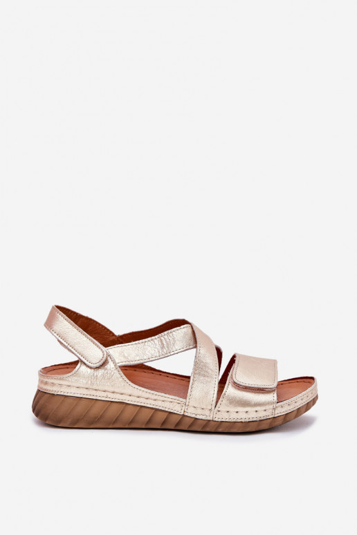 Damensandalen Feminin mit Klebeverschlüssen Es mussciejka L6848-25 goldene Farbe Damensandalen Feminin mit Klebeverschlüssen Es mussciejka L6848-25 goldene Farbe