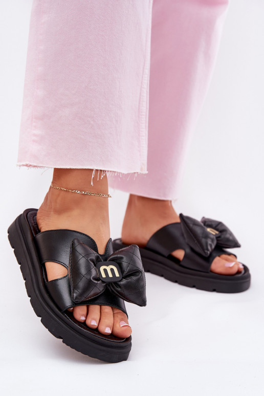 Leren pantoffels Dames met platform met linten CheBello 4647 zInart Leren pantoffels Dames met platform met linten CheBello 4647 zInart