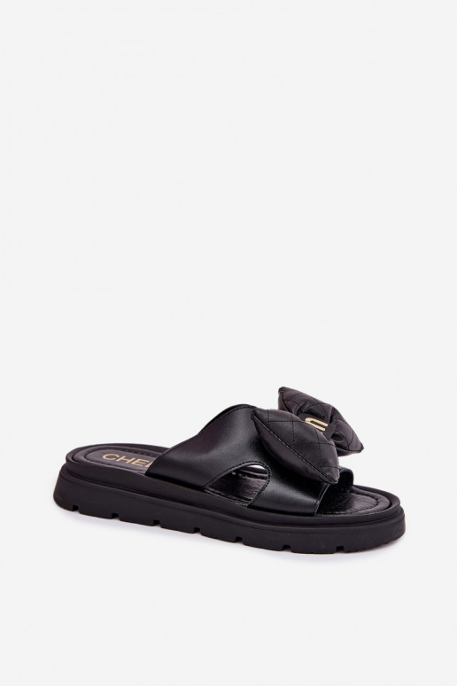 Leren pantoffels Dames met platform met linten CheBello 4647 zInart Leren pantoffels Dames met platform met linten CheBello 4647 zInart