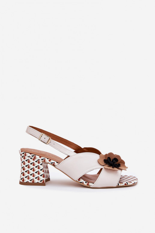 Peau Sandales à talons hauts pour femme avec des fleurs Laura Messi 2950 couleur blanche Peau Sandales à talons hauts pour femme avec des fleurs Laura Messi 2950 couleur blanche