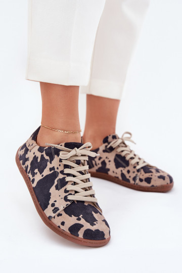 van suède vrijetijdsschoenen Barefoot Dames IN Łaty Zazoo N1120 bruin-beige