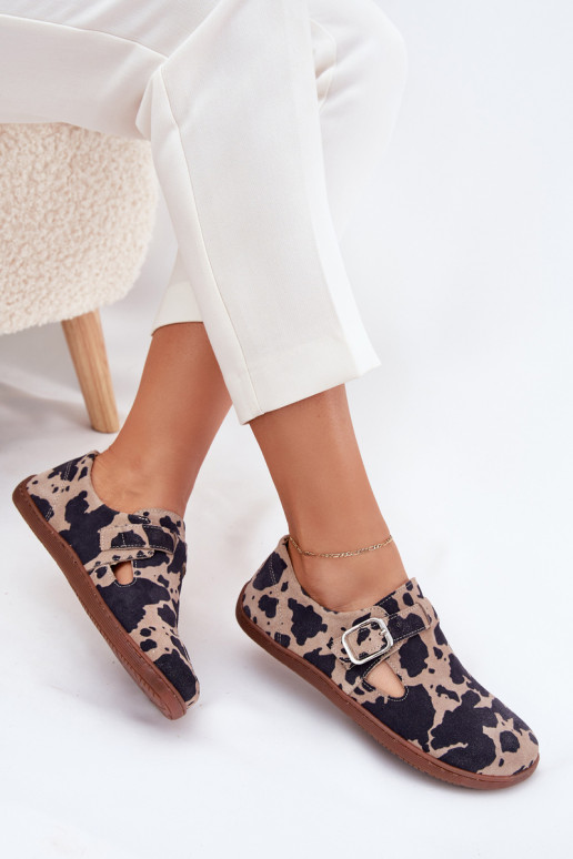 van suède schoenen Barefoot Dames met gespen Łaty Zazoo N1261 bruin-beige van suède schoenen Barefoot Dames met gespen Łaty Zazoo N1261 bruin-beige