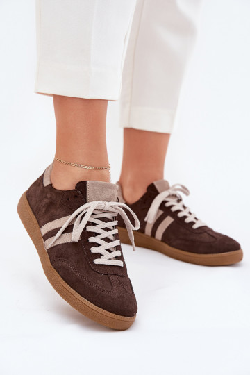 Zazoo N1068 van suède Laag Sneakers model schoenen Dames CzekoladoIne 2