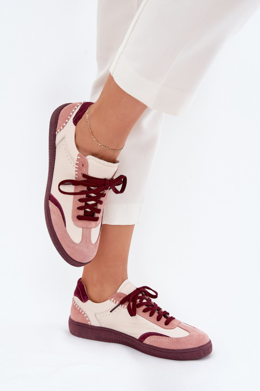 Leer Sneakers model schoenen Dames Zazoo N1202 roze Leer Sneakers model schoenen Dames Zazoo N1202 roze