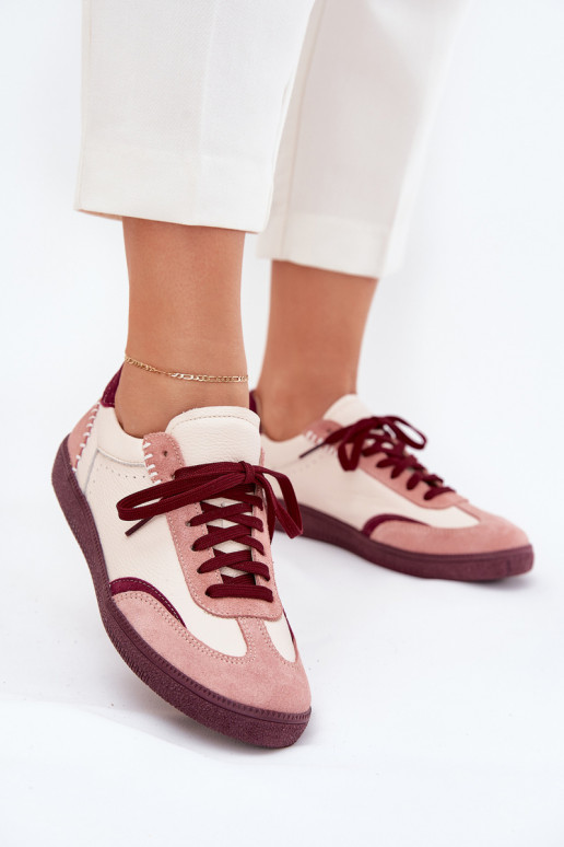 Leer Sneakers model schoenen Dames Zazoo N1202 roze Leer Sneakers model schoenen Dames Zazoo N1202 roze