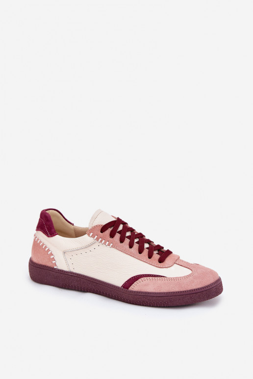Leer Sneakers model schoenen Dames Zazoo N1202 roze Leer Sneakers model schoenen Dames Zazoo N1202 roze