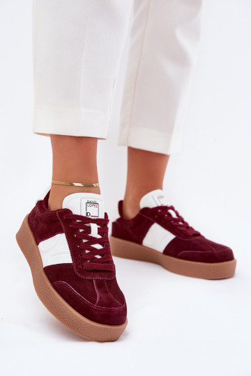 Baskets en daim bordeaux pour femmes Daniel Lopez Just Dare SS2D4023