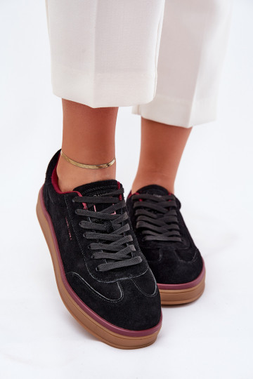 Zwarte suède dames sportschoenen Daniel Lopez Just Dare SS2D4006