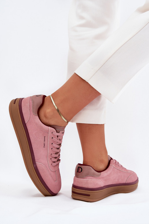 aus INildleder Feminin Sneakers Stilvollllschuhe Daniel Lopez Just Dare SS2D4010 pinke Farbe