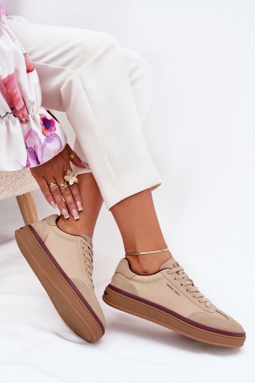 Peau Féminin Chaussures modèle baskets Daniel Lopez Just Dare SS2D4007 beige
