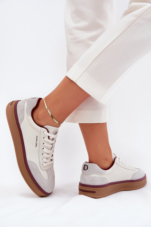 Haut Feminin Sneakers Stilvollllschuhe Daniel Lopez Just Dare SS2D4008 INeiß-graue Farbe