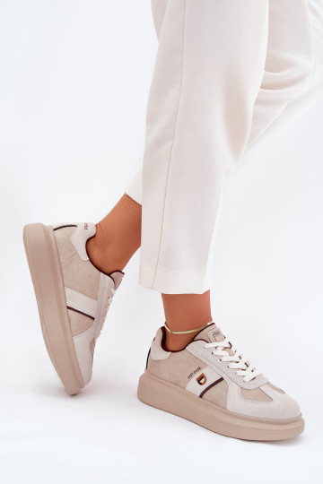 Baskets de sport en cuir avec plateforme pour femmes Daniel Lopez Just Dare SS2D4003 couleur sable