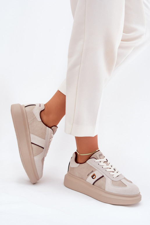 Leer Dames Sneakers model schoenen met platform Daniel Lopez Just Dare SS2D4003 beige Leer Dames Sneakers model schoenen met platform Daniel Lopez Just Dare SS2D4003 beige