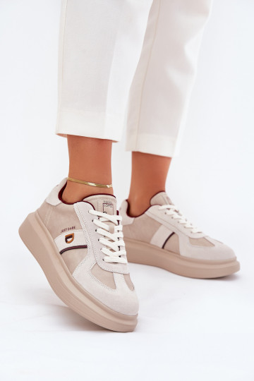 Peau Féminin Chaussures modèle baskets avec une plateforme Daniel Lopez Just Dare SS2D4003 beige 2