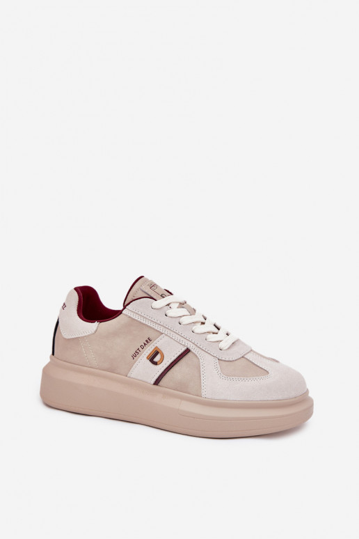 Leer Dames Sneakers model schoenen met platform Daniel Lopez Just Dare SS2D4003 beige Leer Dames Sneakers model schoenen met platform Daniel Lopez Just Dare SS2D4003 beige
