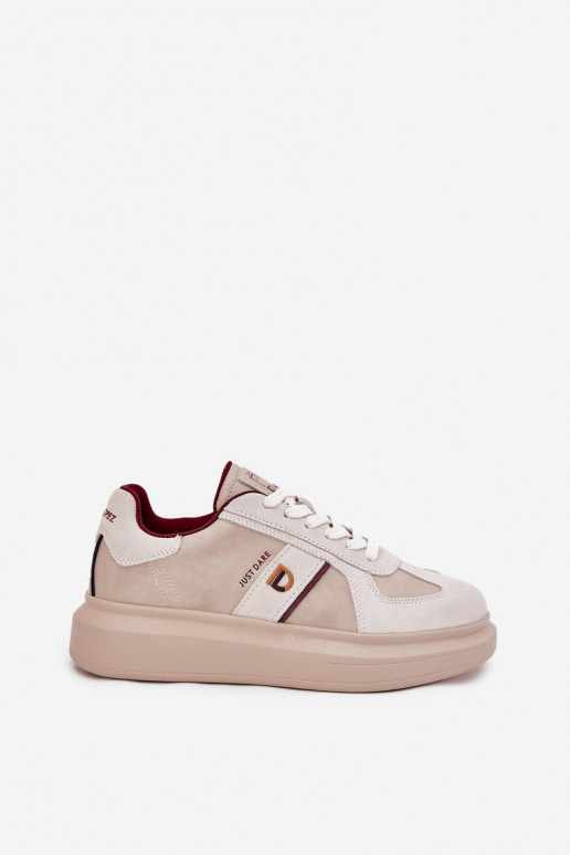 Leer Dames Sneakers model schoenen met platform Daniel Lopez Just Dare SS2D4003 beige Leer Dames Sneakers model schoenen met platform Daniel Lopez Just Dare SS2D4003 beige