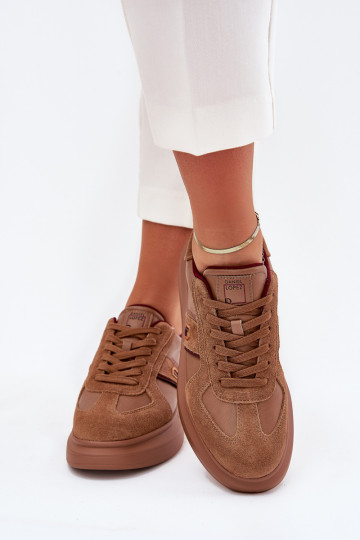 Leer Dames Sneakers model schoenen met platform Daniel Lopez Just Dare SS2D4005 bruine kleur 2