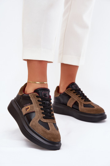 Baskets de sport en cuir avec plateforme pour femmes Daniel Lopez Just Dare SS2D4001 couleur noire
