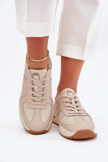 Leren damessportschoenen Daniel Lopez Just Dare SS2D4043 zandkleur