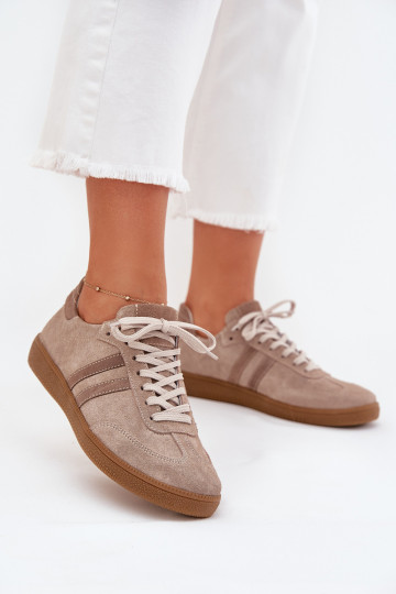 Baskets basses en daim pour femmes Zazoo N1068 couleur sable