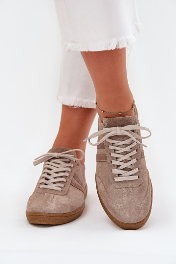 Zazoo N1068 van suède Laag Sneakers model schoenen Dames beige 2
