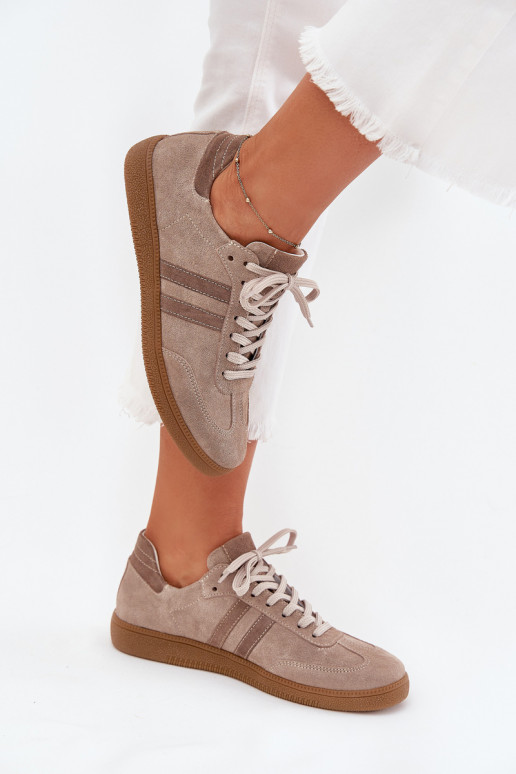 Zazoo N1068 aus INildleder Niedrig Sneakers Stilvollllschuhe Feminin Beige