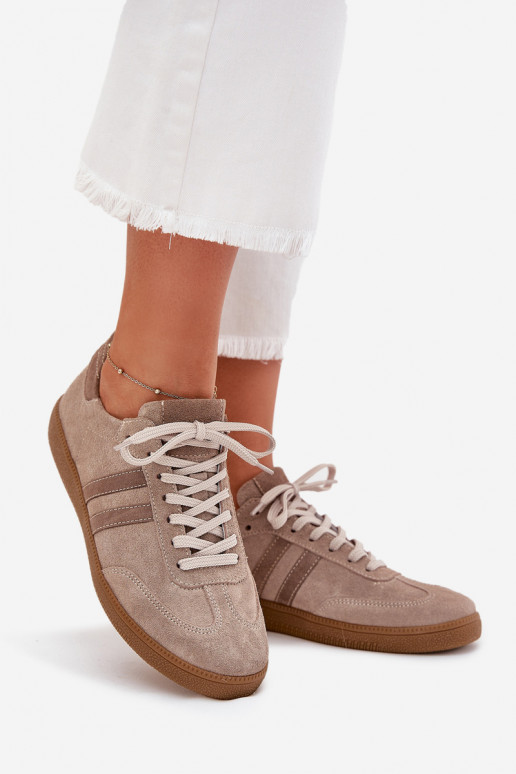 Zazoo N1068 van suède Laag Sneakers model schoenen Dames beige