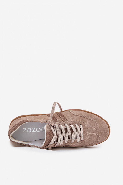 Zazoo N1068 en daim Faible Chaussures modèle baskets Féminin beige
