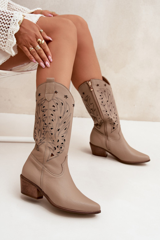 Leer laarzenAżuroIną CholeInką Zazoo 3714 beige