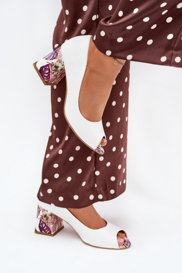 Haut Schuhe mit verzierten Absätzen LeZuski Shoes 2608/K Zueiße Farbe