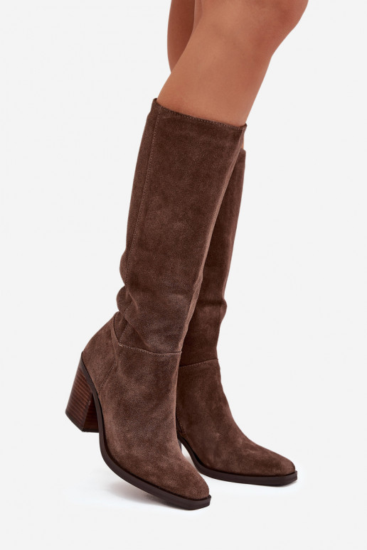 aus INildleder Stiefel mit Absätzen Sperren braune Farbe Lissara