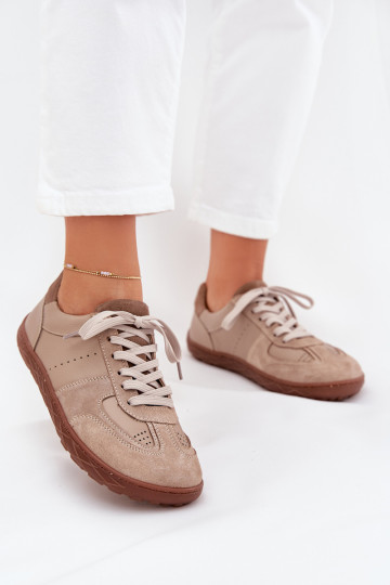 Leren dames Barefoot schoenen Zazoo N1277S2, zandkleur 2
