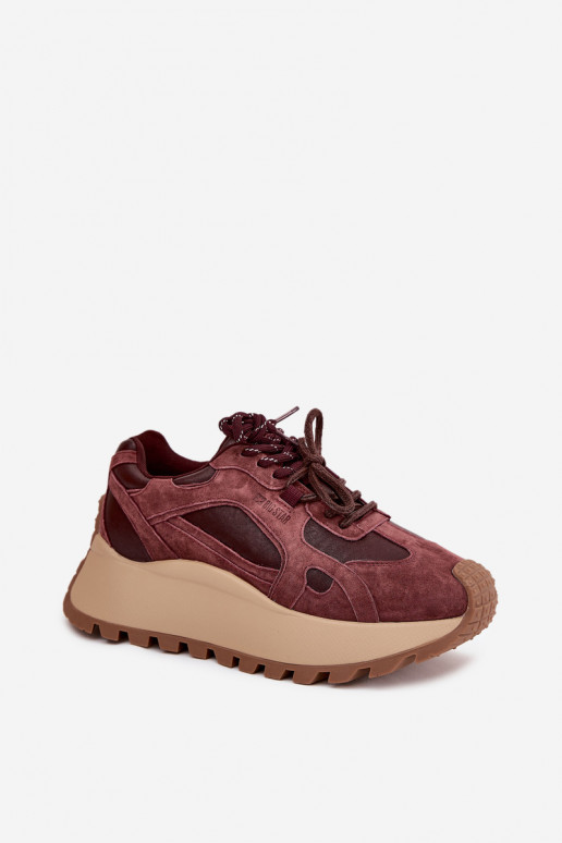 Leer Sneakers model schoenen met platform Dames Big Star SS274625 HI-POLY SYSTEM bordeaux Leer Sneakers model schoenen met platform Dames Big Star SS274625 HI-POLY SYSTEM bordeaux