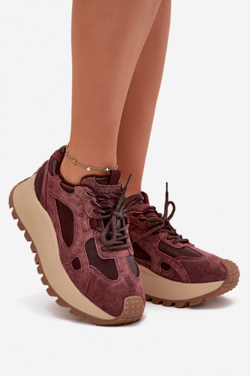 Haut Sneakers Stilvollllschuhe mit einer Plattform Feminin Big Star SS274625 HI-POLY SYSTEM Burgund Haut Sneakers Stilvollllschuhe mit einer Plattform Feminin Big Star SS274625 HI-POLY SYSTEM Burgund
