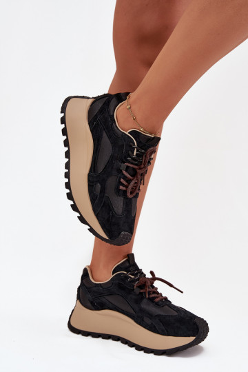 Leer Sneakers model schoenen met platform Dames Big Star SS274628 HI-POLY SYSTEM zInart