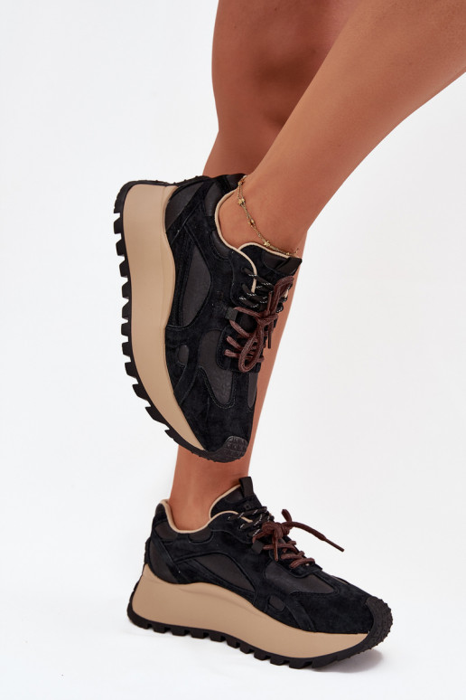 Leer Sneakers model schoenen met platform Dames Big Star SS274628 HI-POLY SYSTEM zInart