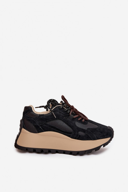 Leer Sneakers model schoenen met platform Dames Big Star SS274628 HI-POLY SYSTEM zInart